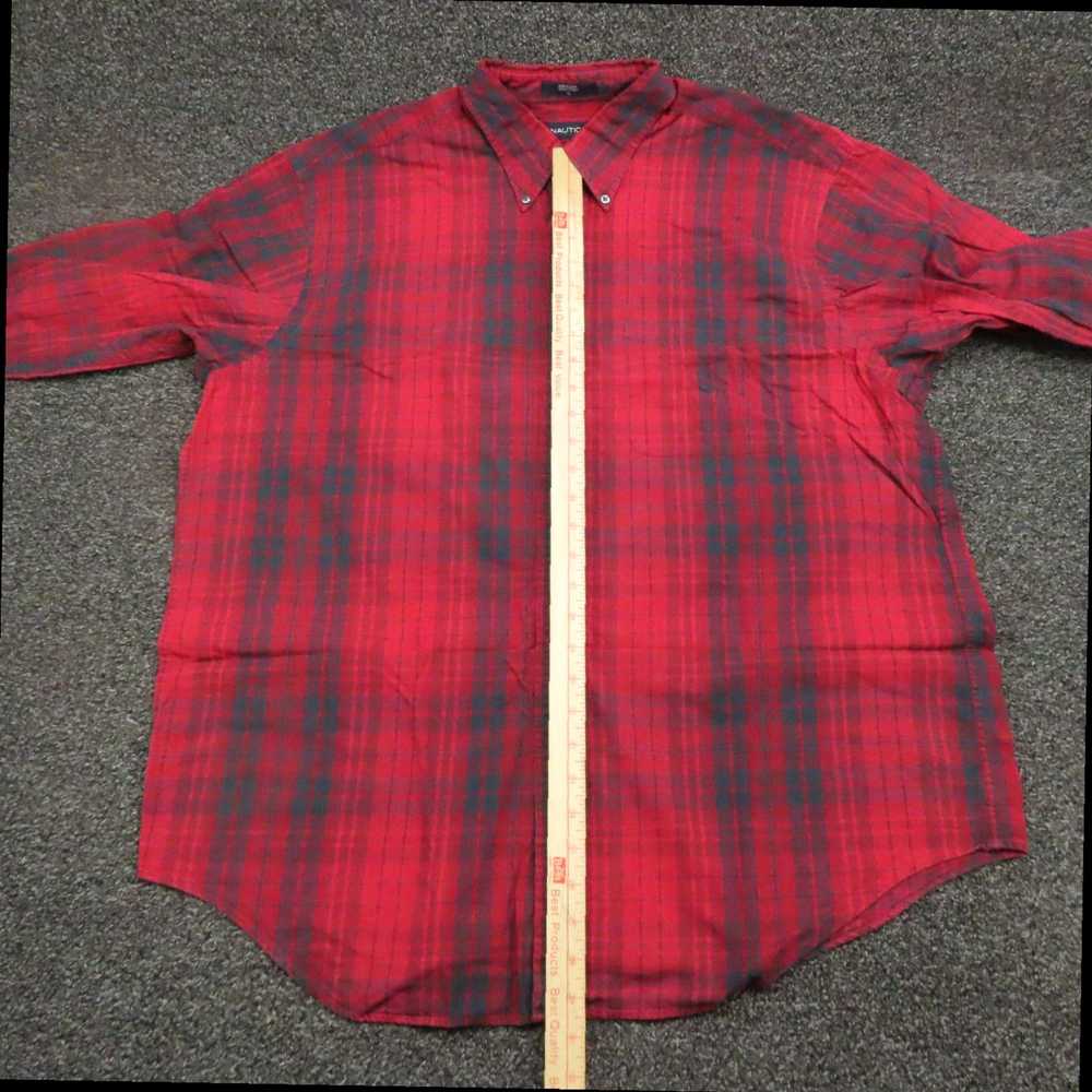 Nautica Red and Black Plaid Pattern Button Front … - image 4