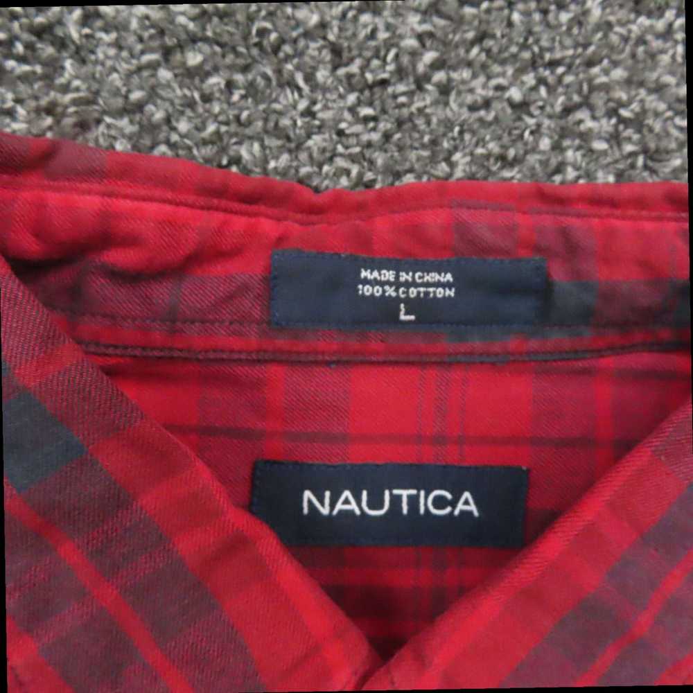 Nautica Red and Black Plaid Pattern Button Front … - image 8