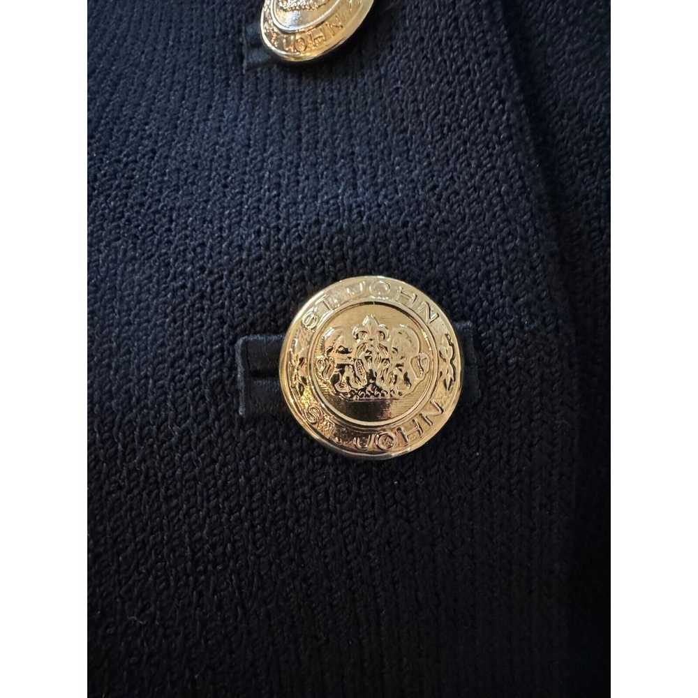 ST JOHN SANTANA KNIT NAVY LOGO GOLD BUTTON CARDIG… - image 2