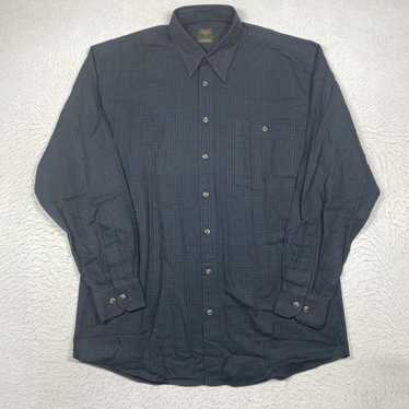 Vintage Scott Barber Shirt Mens Medium Blue Plaid 