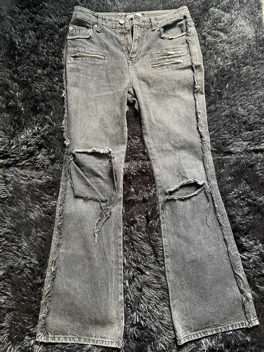 Japanese Brand Crank ripped flared pants - image 1