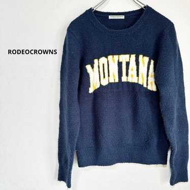 Rodeo Crowns Knit Sweater Navy Simple M Size Casua