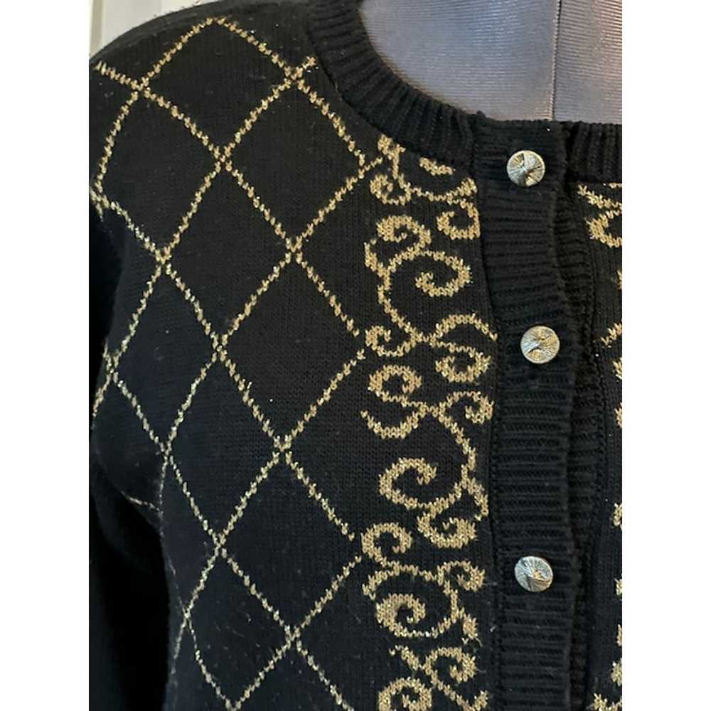 Alfred Dunner cardigan sweater gold black - image 2