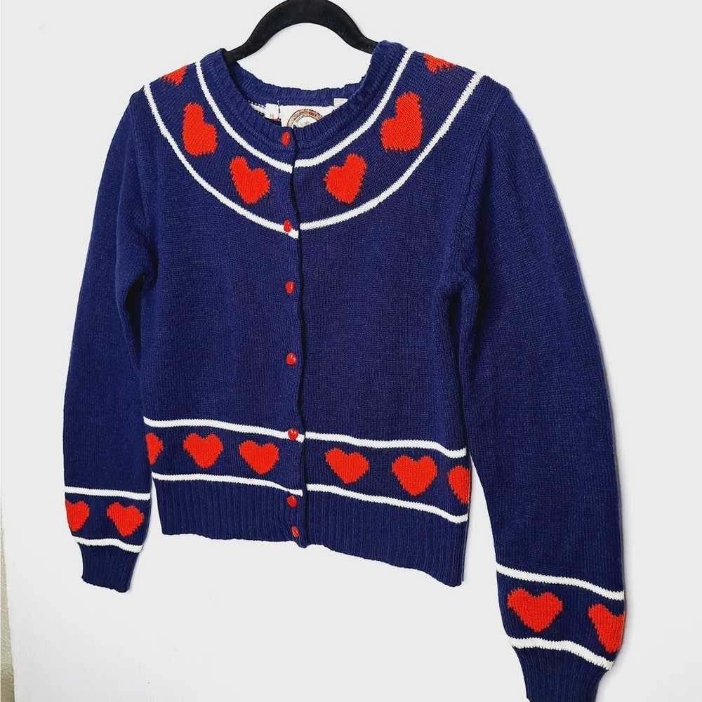 Vintage 70s Eclipse Los Angeles Heart Cardigan Sw… - image 2