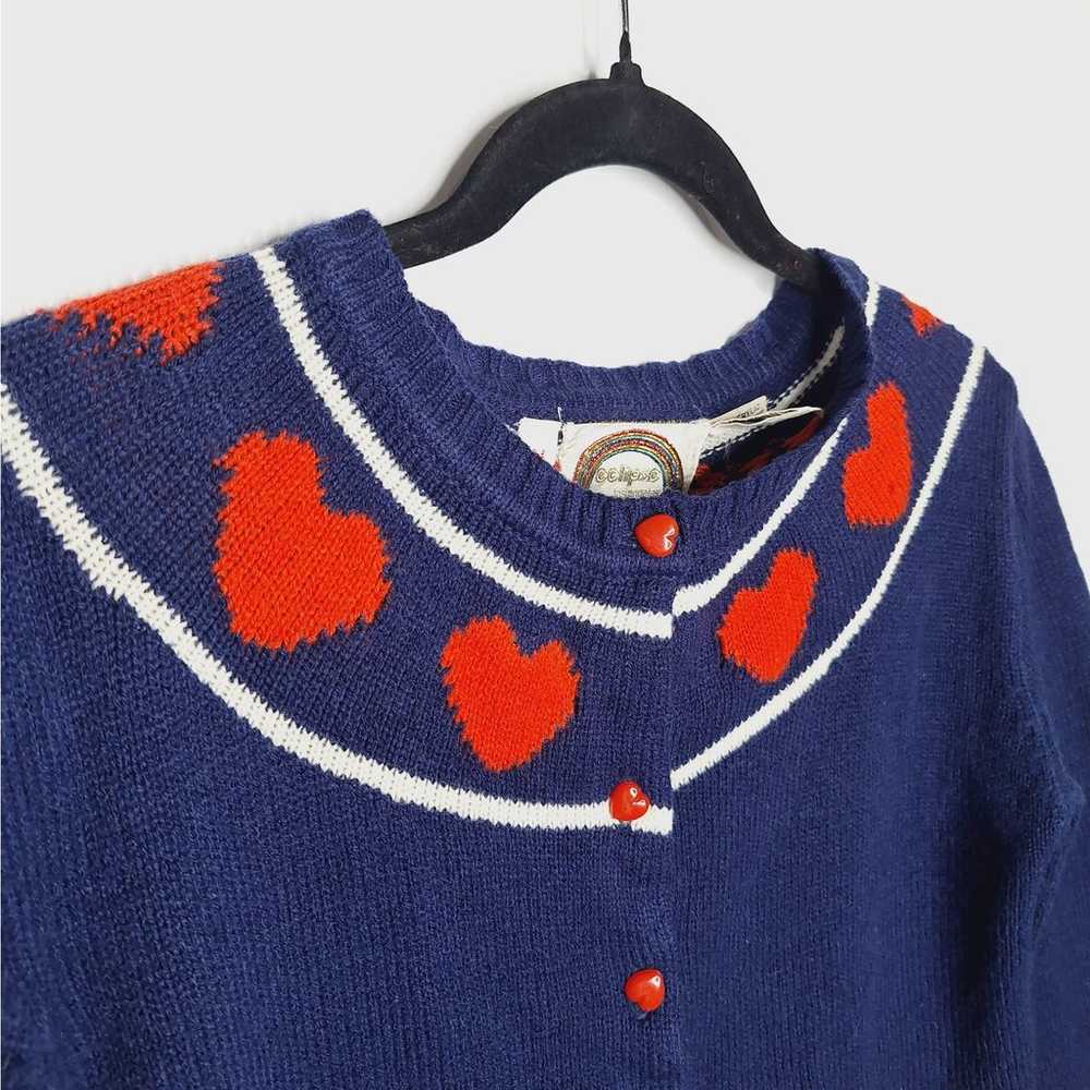 Vintage 70s Eclipse Los Angeles Heart Cardigan Sw… - image 3