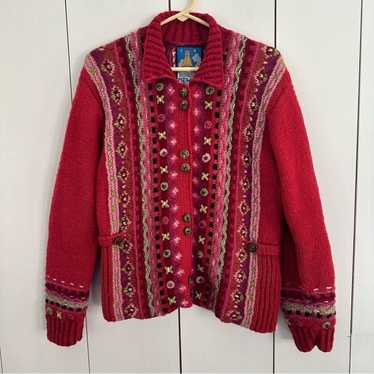 Newari Wool Cardi Sweater Nepal Iceland Size S/M … - image 1