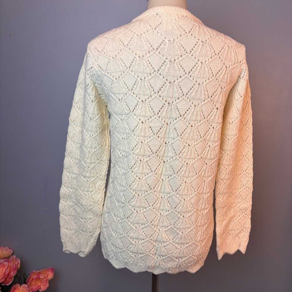 Vintage Montgomery Ward Pointelle Eyelet Cardigan… - image 2