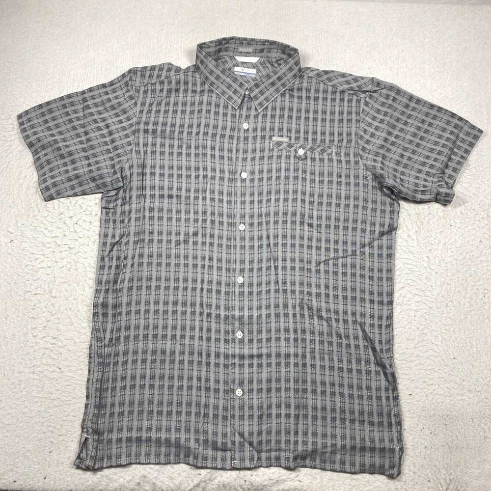 Vintage Columbia Shirt Mens XL Gray Plaid Short S… - image 1