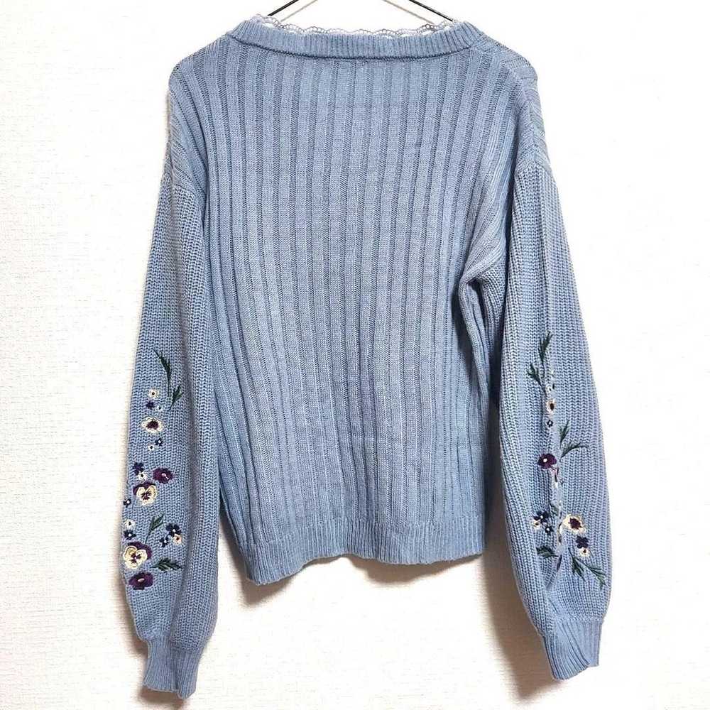 axes femme Long Sleeve Knit Sweater Light Blue Bl… - image 11