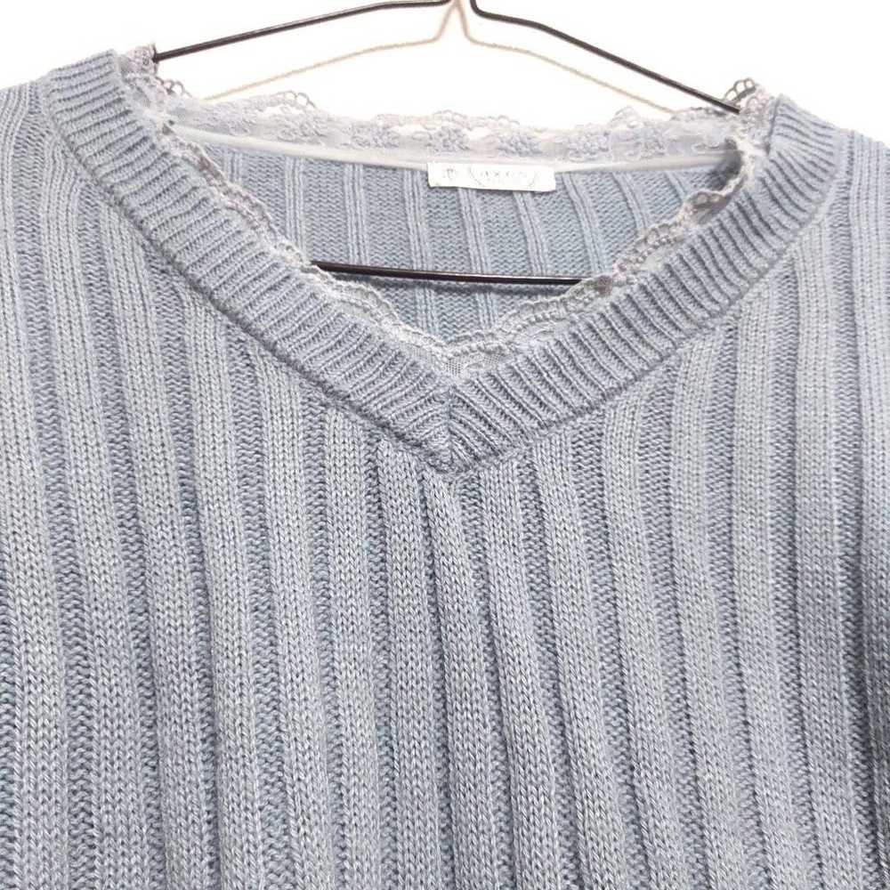 axes femme Long Sleeve Knit Sweater Light Blue Bl… - image 6