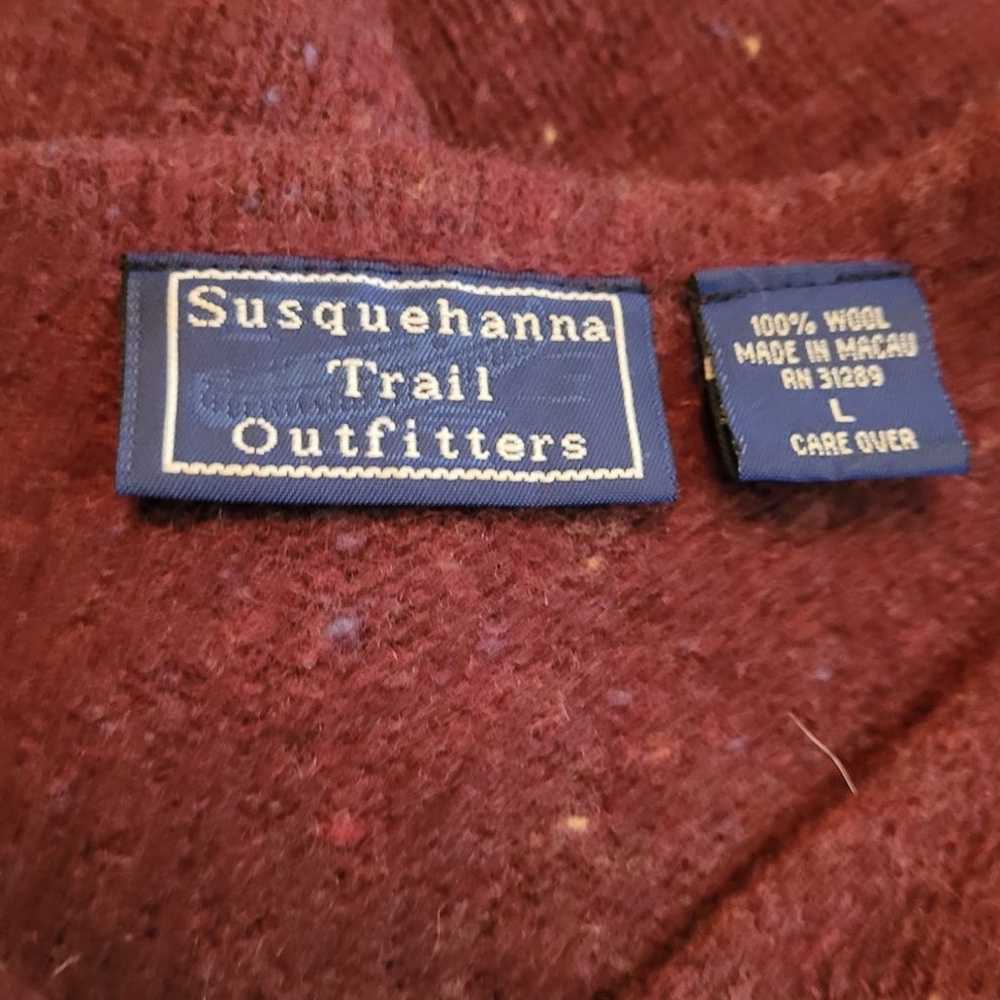 VINTAGE 1980s SUSQUEHANNA TRAIL womens red wool v… - image 4