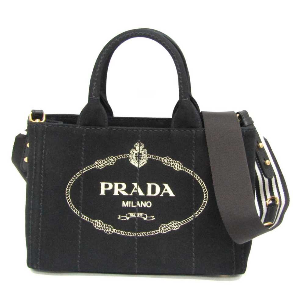 Prada Canapa Black Canvas Shoulder Bag (Pre-Owned) - image 1