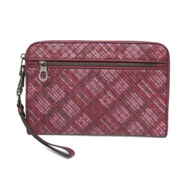 Bottega Veneta Intrecciato Burgundy Leather Clutc… - image 1