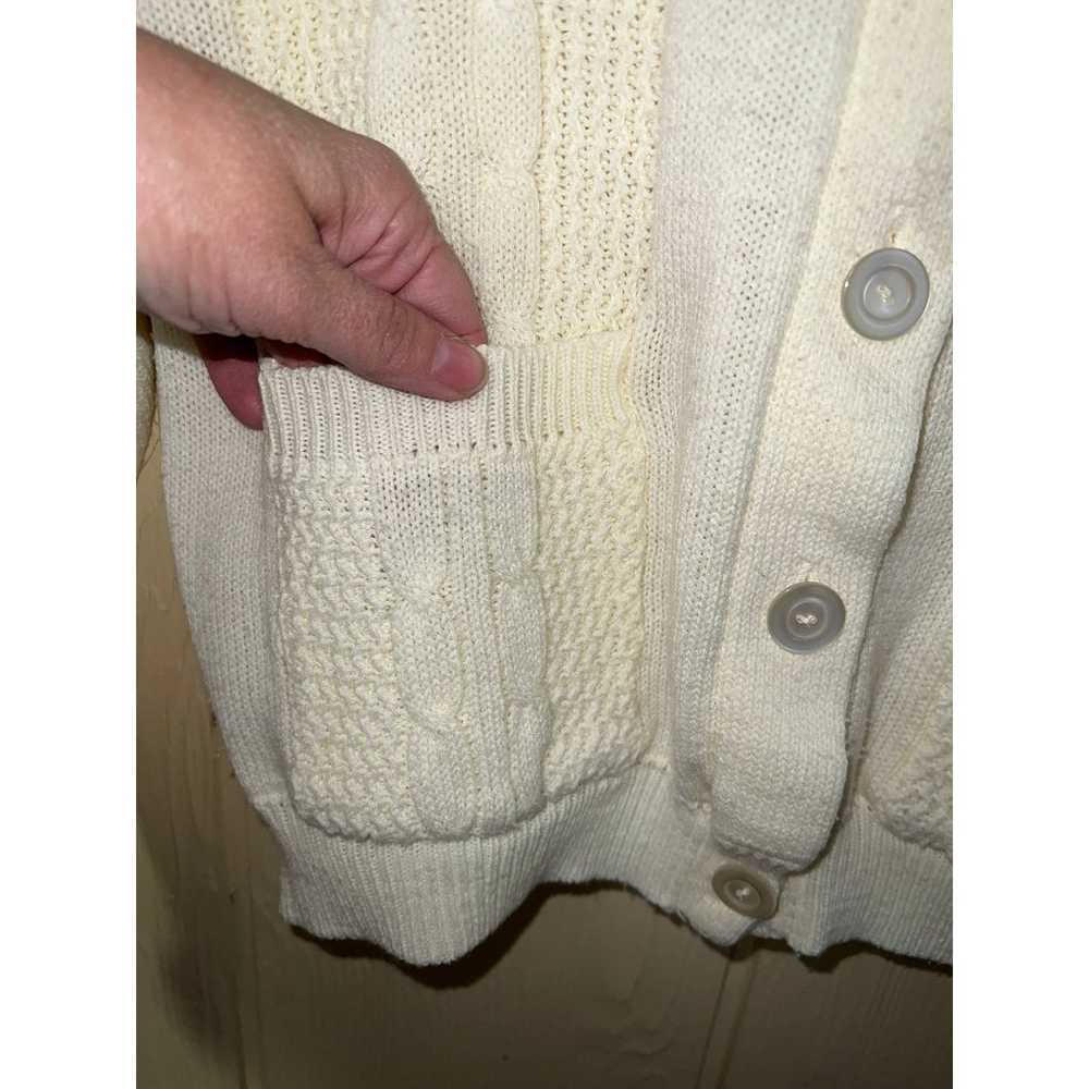 Large Cardigan SWEATER Grandmacore Cream Winter W… - image 2