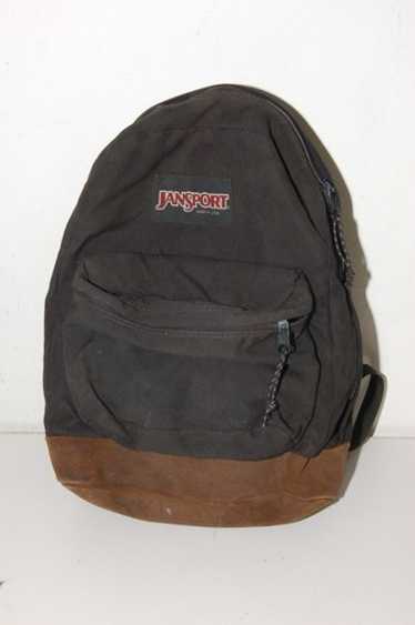 【USA製】Jansport Backpack Leather Bottom VINTAGE Jansport Backpack - Gray with Brown Leather Bottom