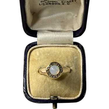 Lovely Antique Opal & Diamond 14 KT Gold Solitair… - image 1