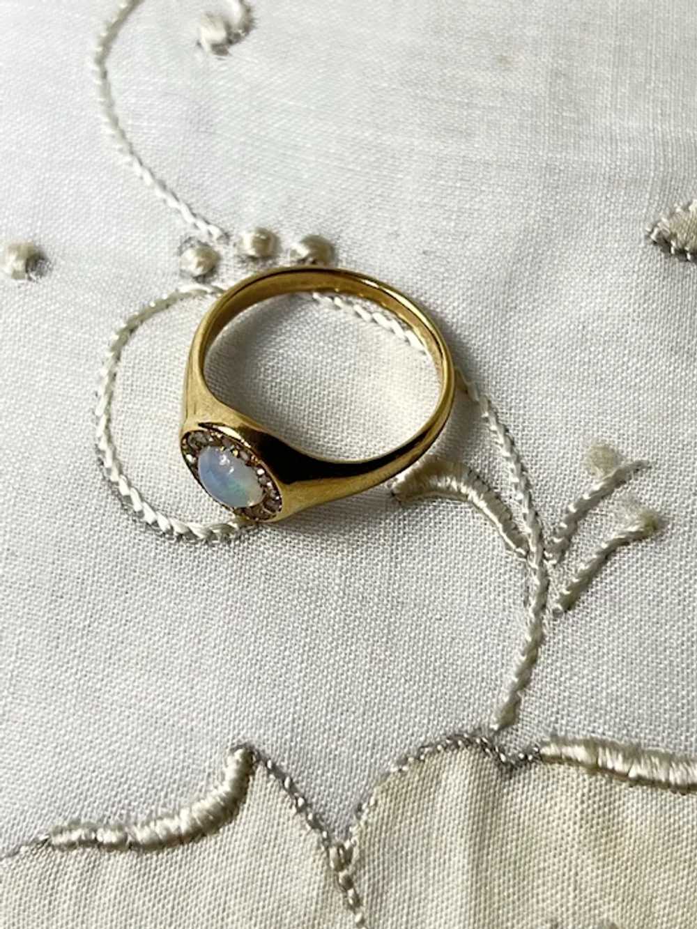 Lovely Antique Opal & Diamond 14 KT Gold Solitair… - image 2