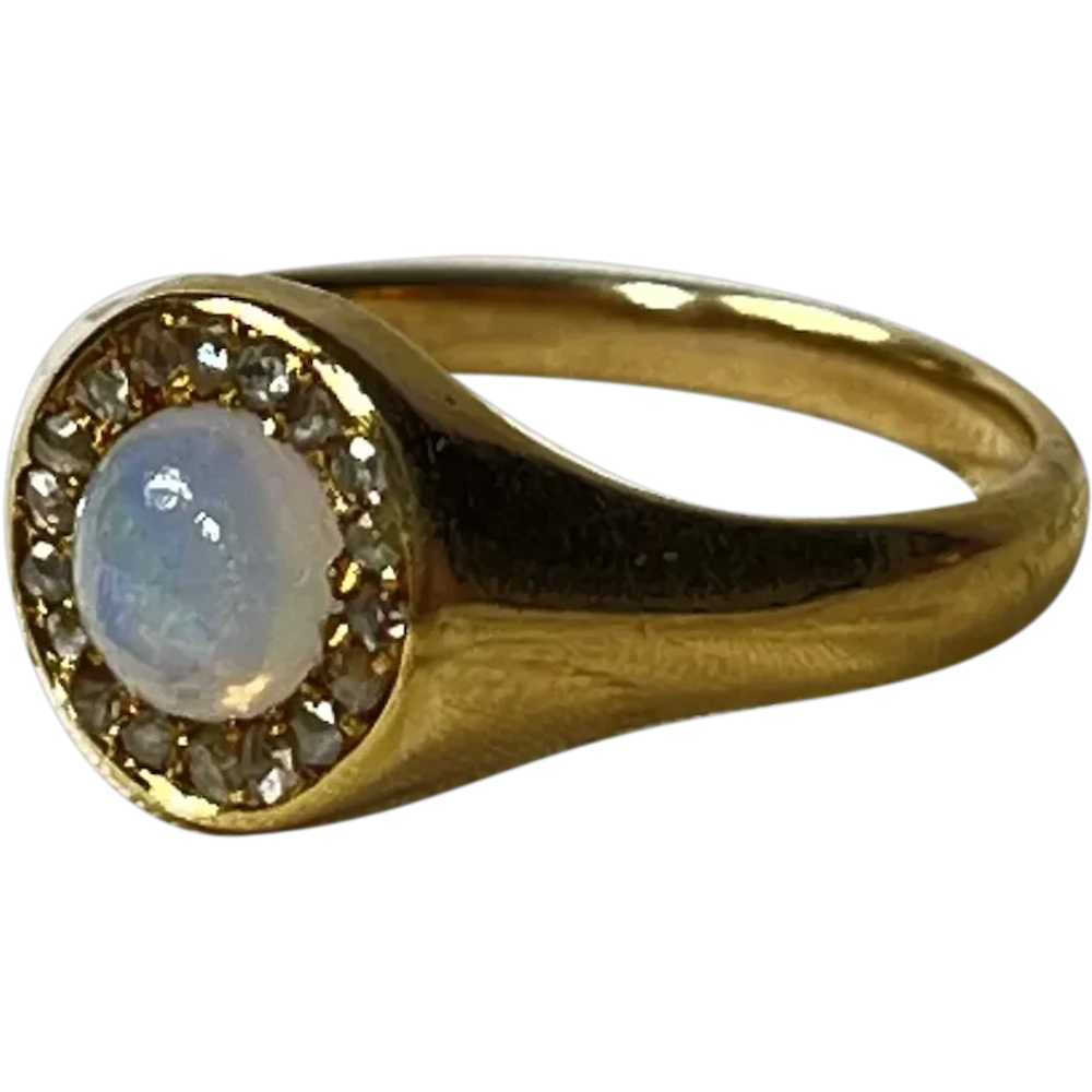 Lovely Antique Opal & Diamond 14 KT Gold Solitair… - image 7