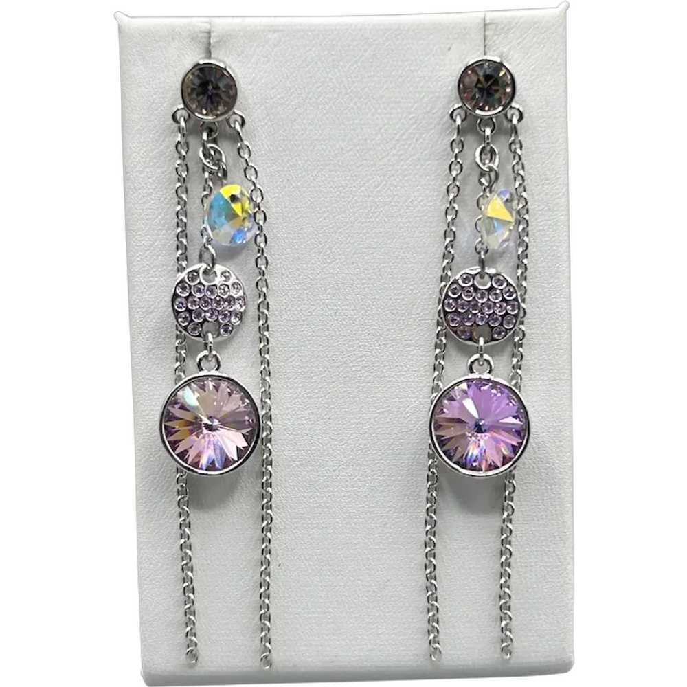 Swarovski Signed with Swan Long Crystals Dangles … - image 1