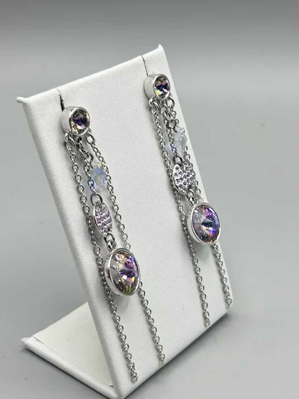 Swarovski Signed with Swan Long Crystals Dangles … - image 3