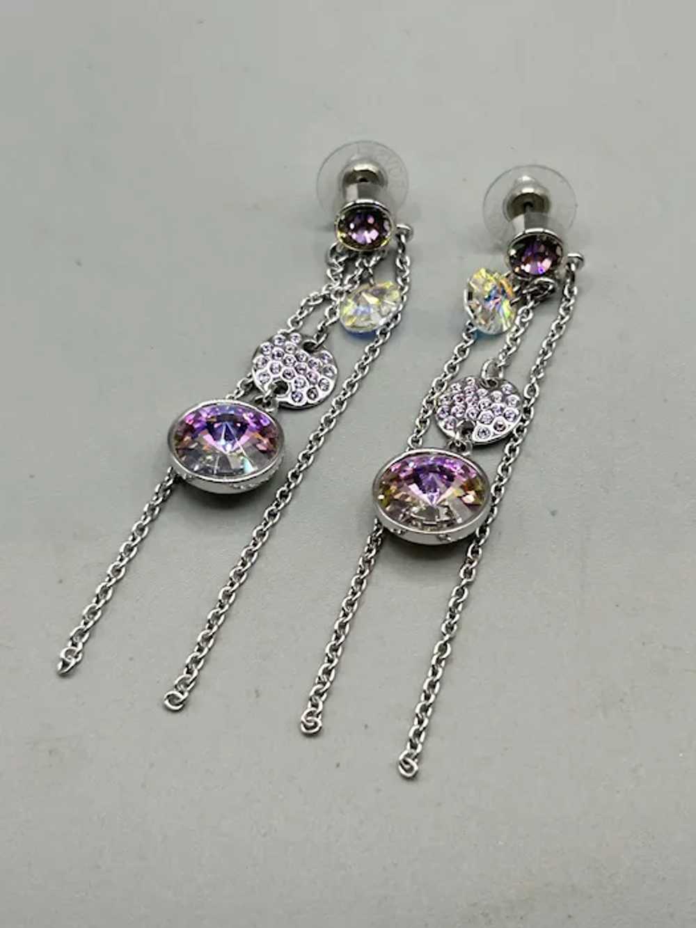 Swarovski Signed with Swan Long Crystals Dangles … - image 5