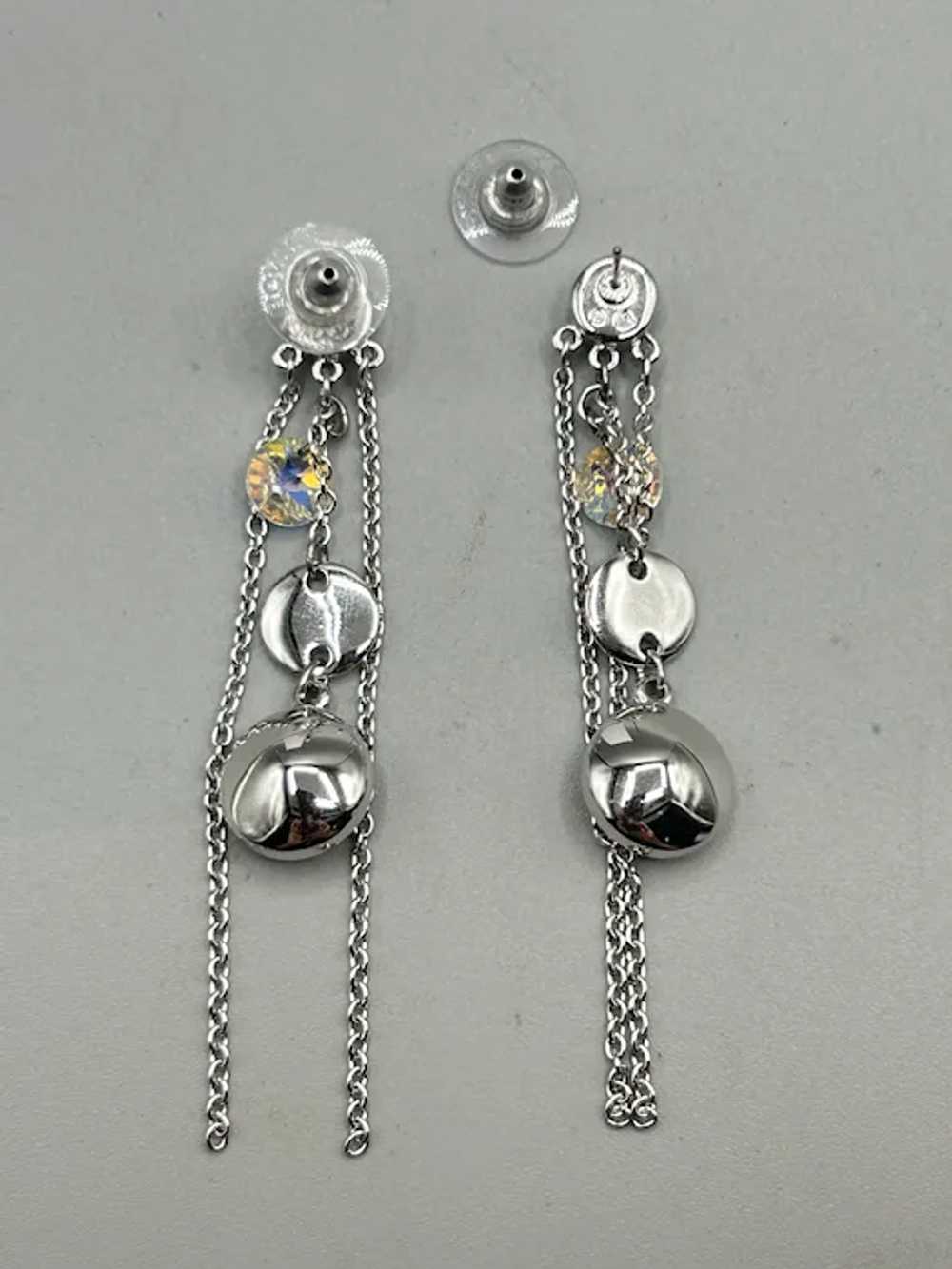 Swarovski Signed with Swan Long Crystals Dangles … - image 6