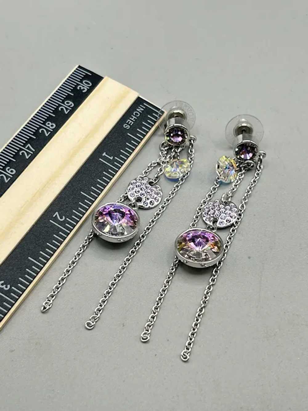 Swarovski Signed with Swan Long Crystals Dangles … - image 8