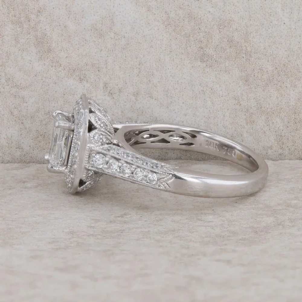 18k White Gold Diamond Halo Engagement Ring - image 2