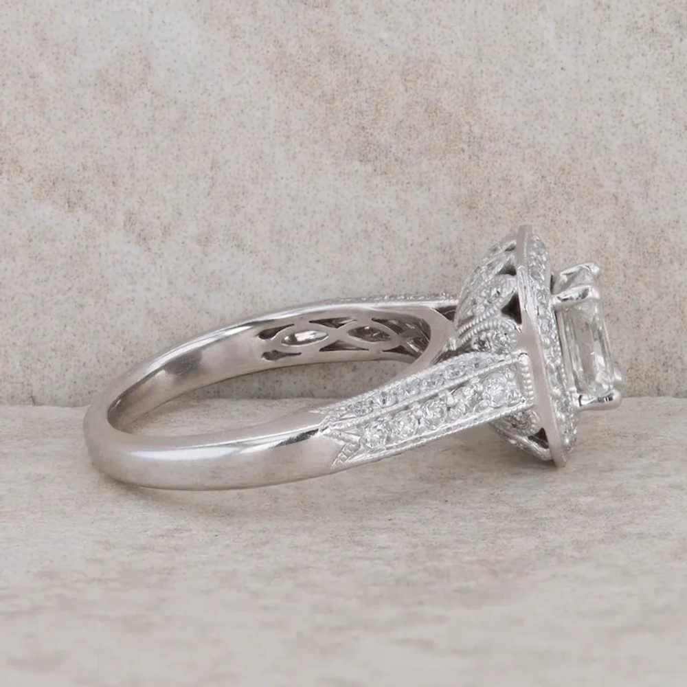 18k White Gold Diamond Halo Engagement Ring - image 4