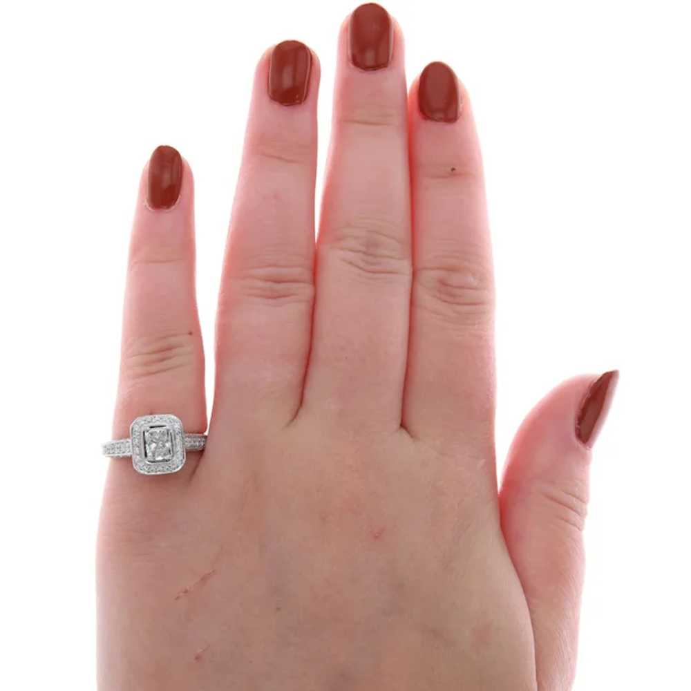 18k White Gold Diamond Halo Engagement Ring - image 5