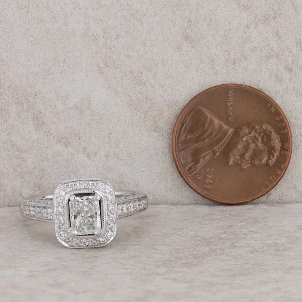 18k White Gold Diamond Halo Engagement Ring - image 6