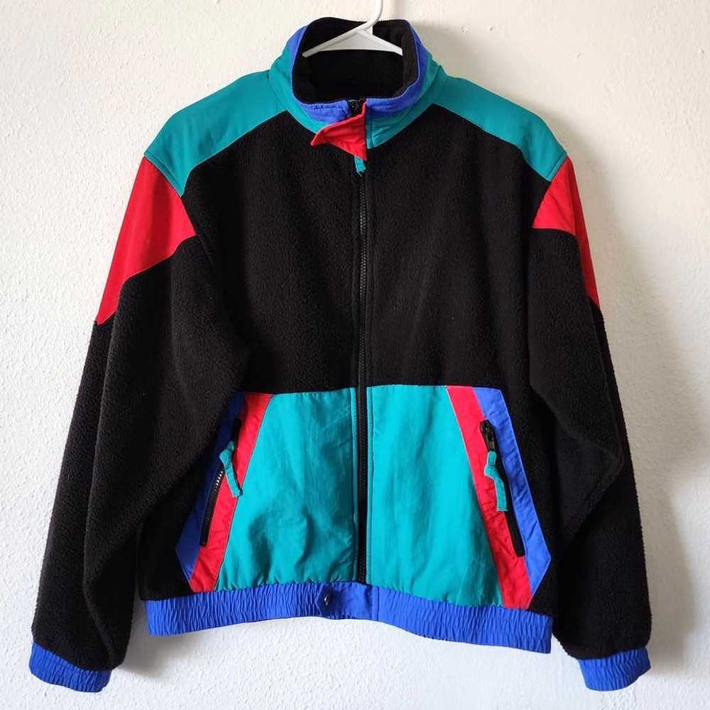 Urban Outfitters Retro Color Block Fleece Jacket … - image 1