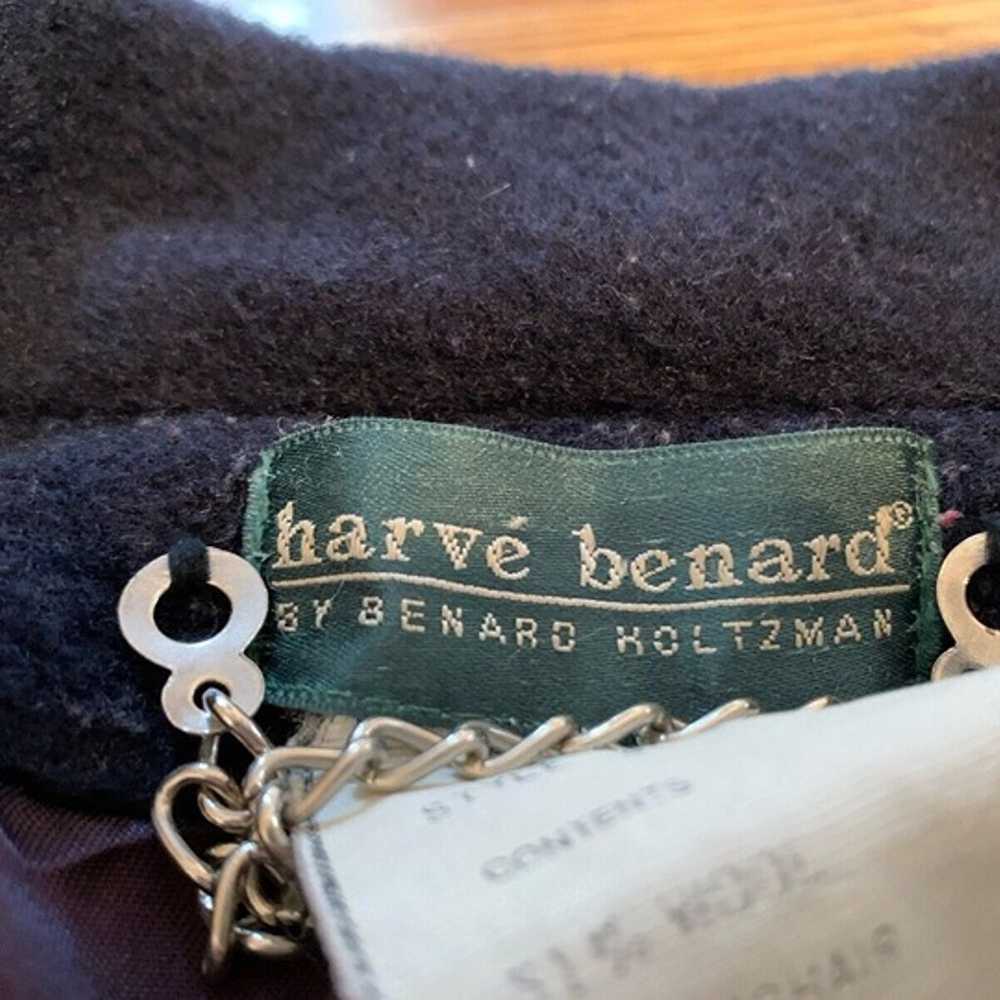 Vintage Harvé Benard Lined Navy Wool Blend Heavy … - image 2