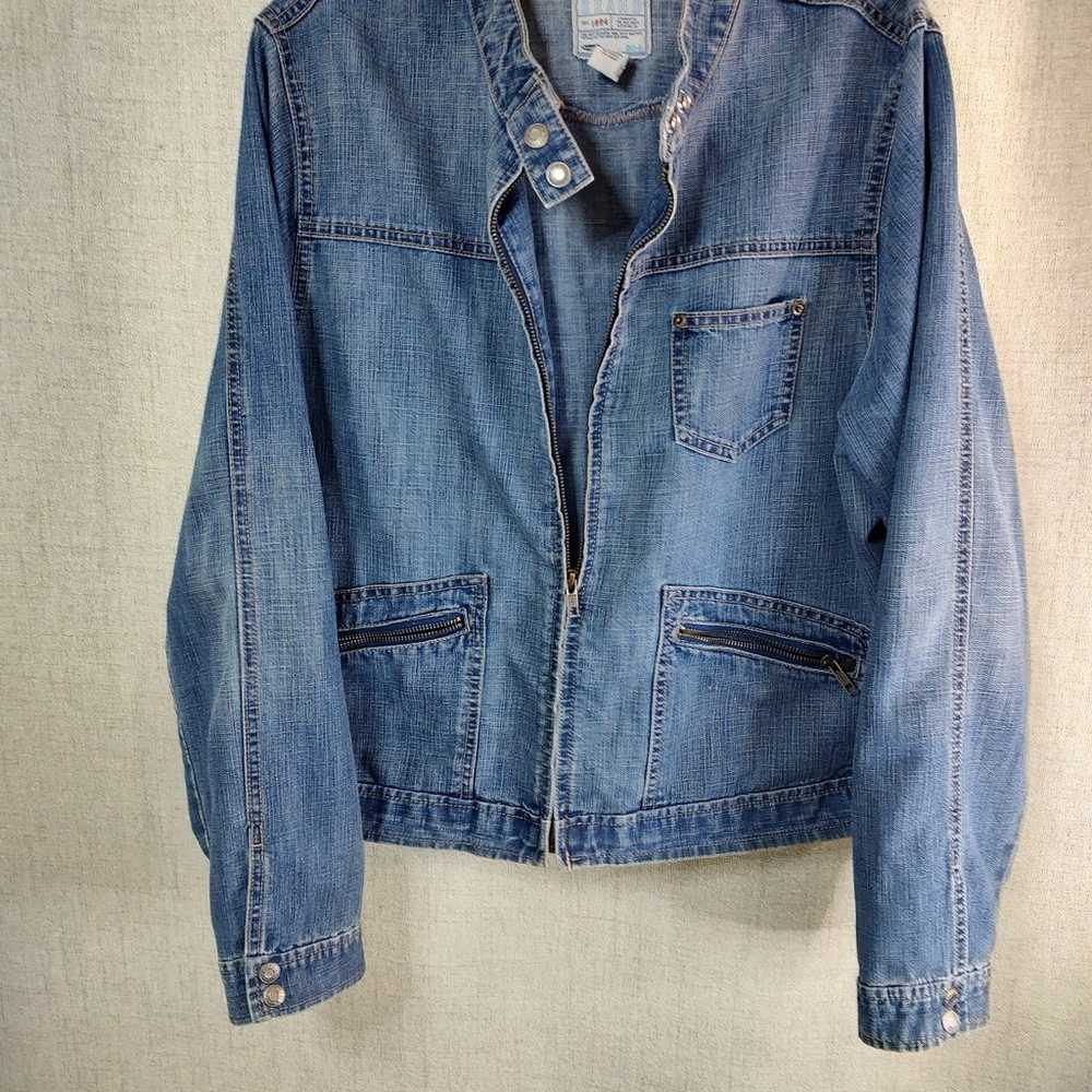 Old Navy Vintage Moto Jean Jacket Coat Full Zip P… - image 6