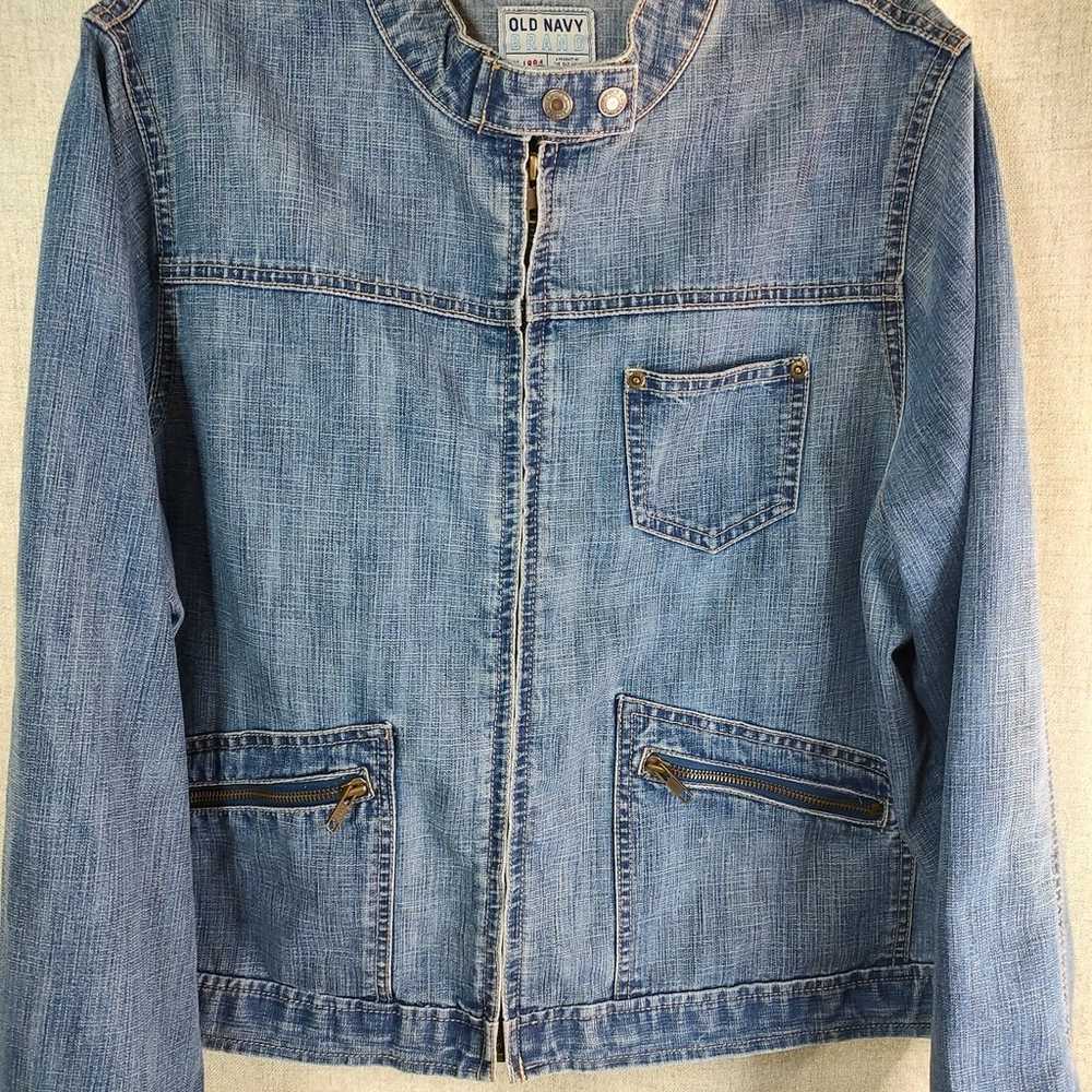 Old Navy Vintage Moto Jean Jacket Coat Full Zip P… - image 7