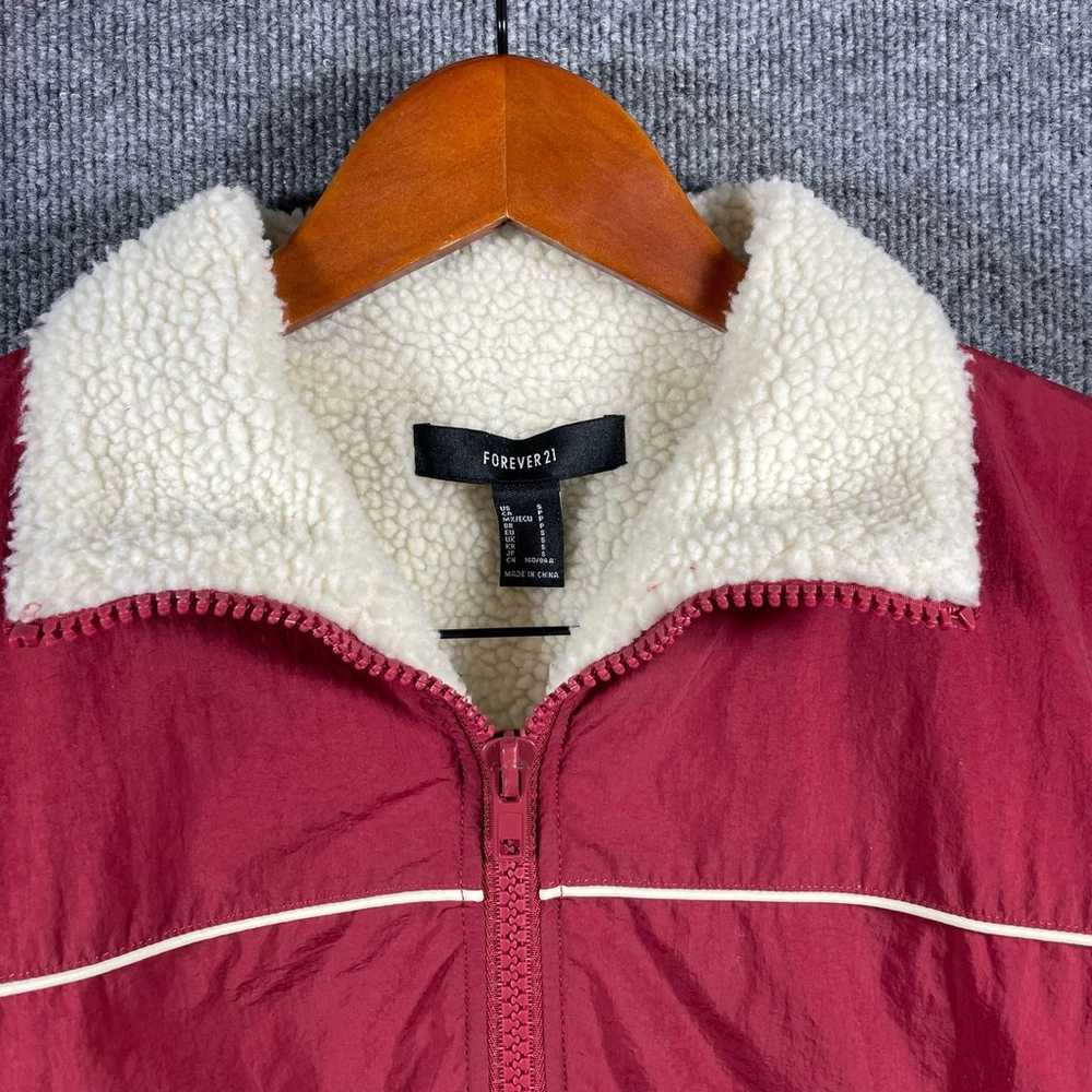 Forever 21 Jacket Women's Small Red Sherpa Fleece… - image 3