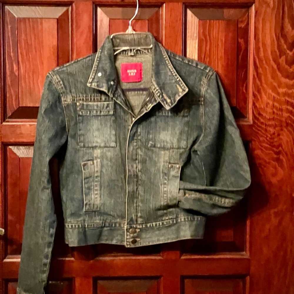 Vintage cropped blue denim Jean bomber Jacket siz… - image 2