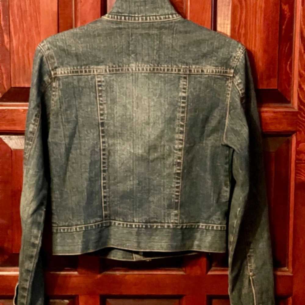 Vintage cropped blue denim Jean bomber Jacket siz… - image 4