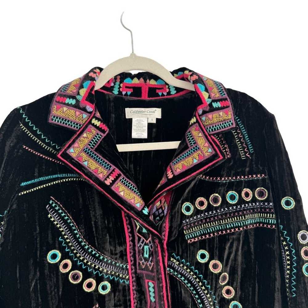 Coldwater Creek Black Velvet Embroidered Jacket B… - image 2