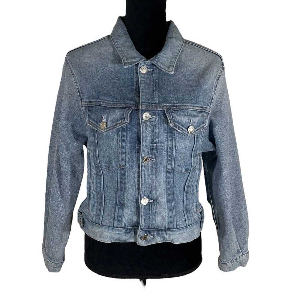 Agolde Shrunken Charli Blue Denim Cropped Jacket … - image 1