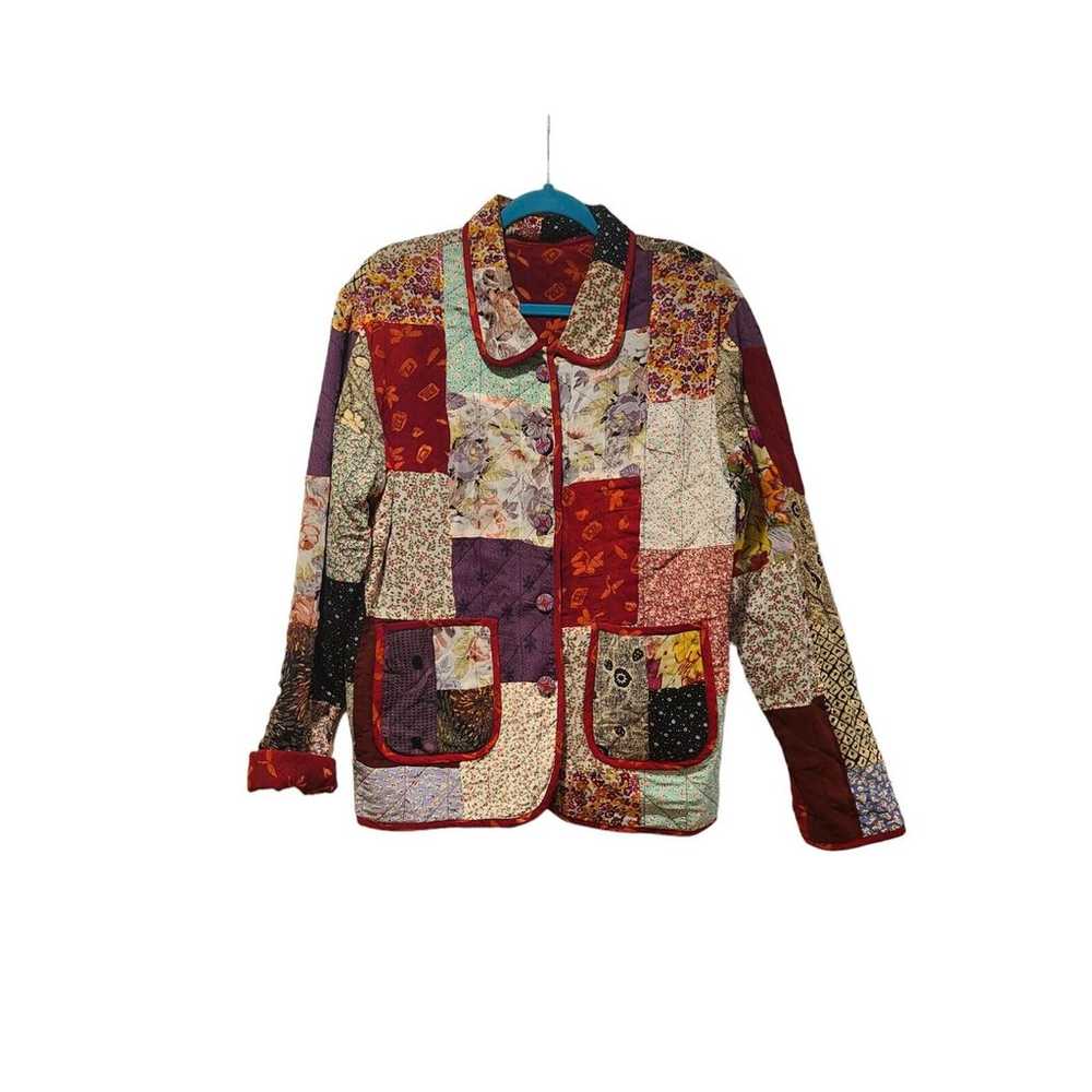 Kar-ma Quilted Reversible Jacket Patchwork Embroi… - image 12