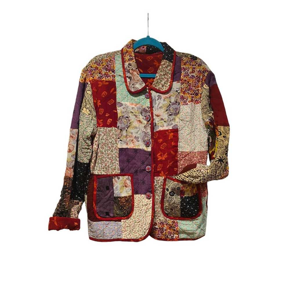 Kar-ma Quilted Reversible Jacket Patchwork Embroi… - image 1