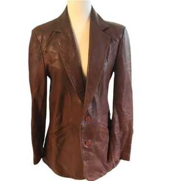 vintage brown 100% leather coat - image 1