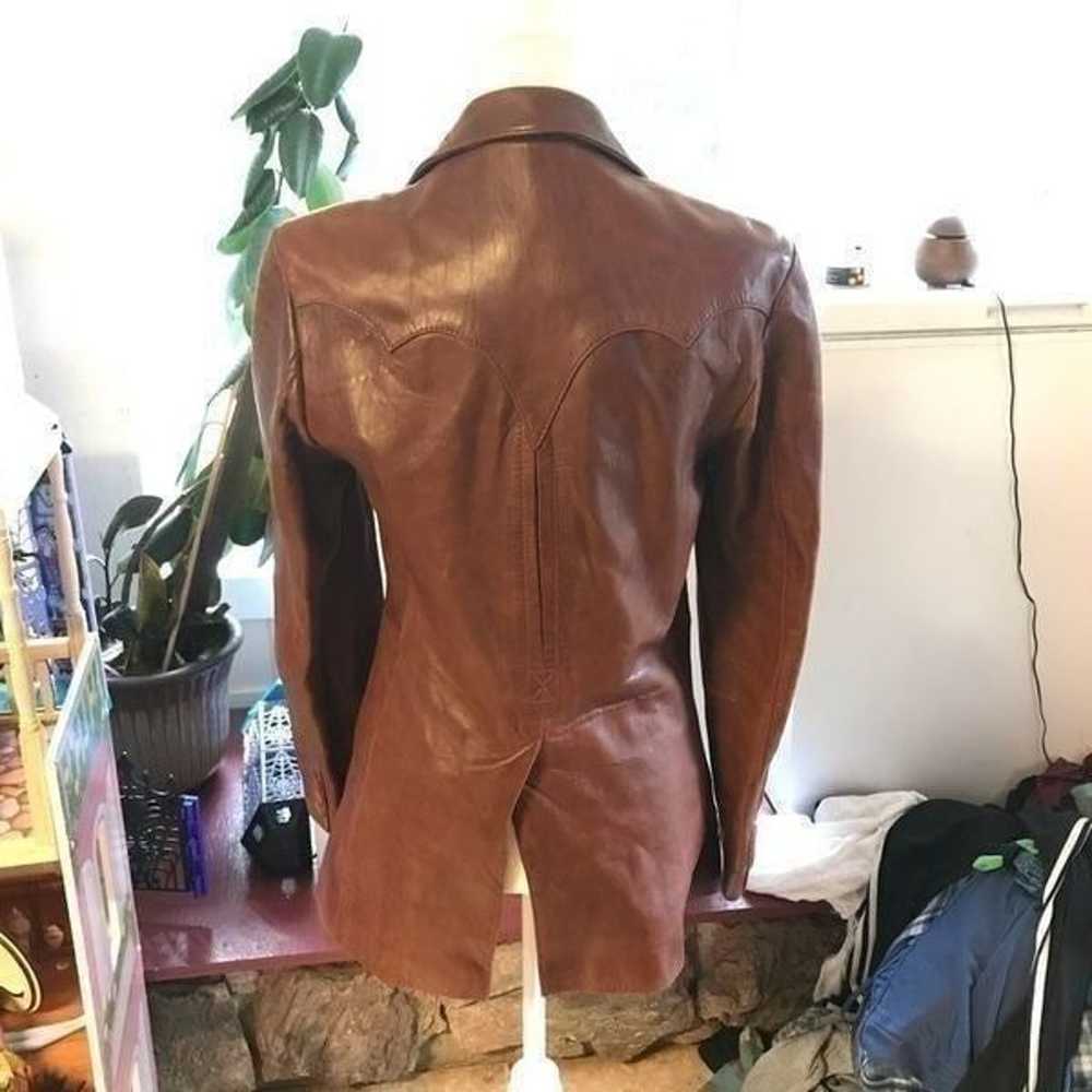 vintage brown 100% leather coat - image 4