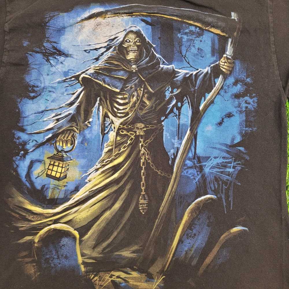 Other Vintage Grim-Reaper Shirt S/M 19x24 Black Y… - image 11