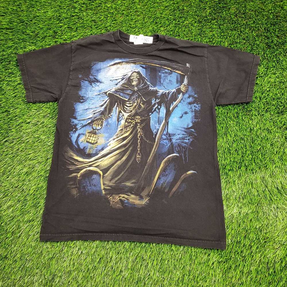 Other Vintage Grim-Reaper Shirt S/M 19x24 Black Y… - image 1