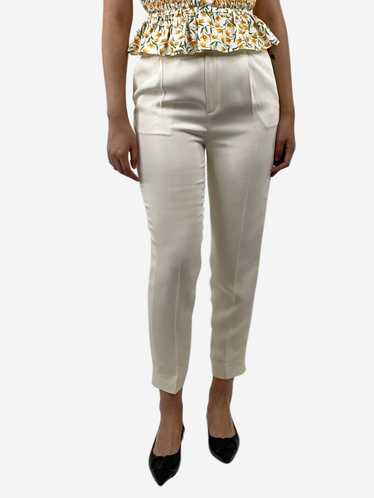 Celine Cream pleated silk trousers - size UK 8