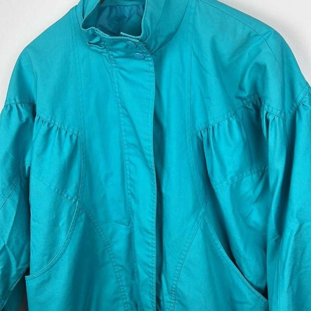 Fleet Street Vintage teal zipper front bomber jac… - image 2