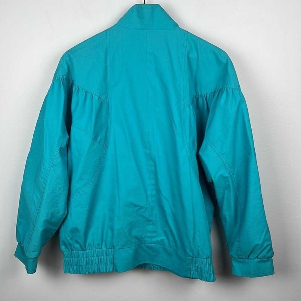 Fleet Street Vintage teal zipper front bomber jac… - image 7