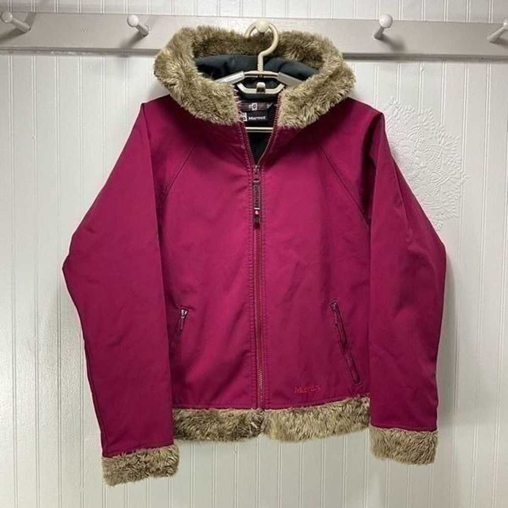 MARMOT Soft Shell Jacket with Faux Fur Trim and H… - image 1